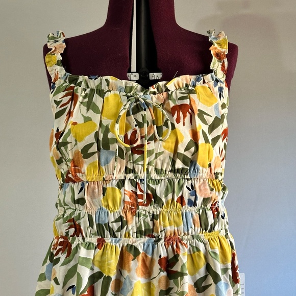 NWT Lush Floral Ruffle Strap Maxi Dress Womens Sz Large Summer Tropical - Picture 2 of 6